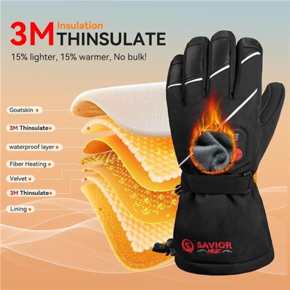 New Heated Gloves for Men Women, Rechargeable Electric Heated Leather - Picture 5 of 7